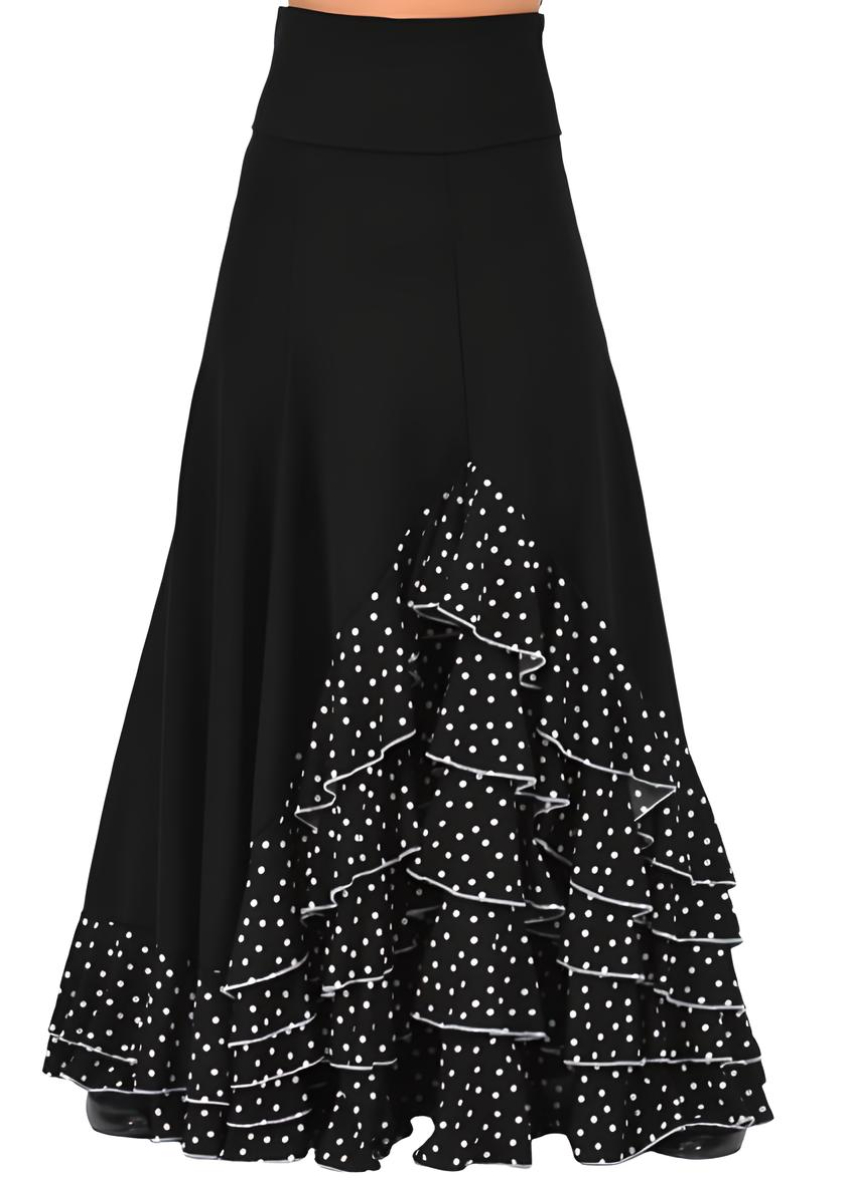 falda negra topos blancos