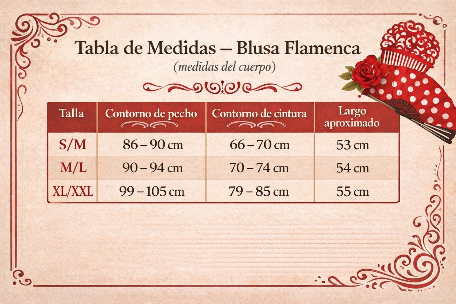 Tallas blusa flamenca
